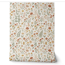 Boho-wildebloem-waterverf-bloemige-aardetonen-muur Behang