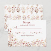 Boho-wildebloemen antwoordkaart RSVP kaartje (Voorkant / Achterkant)