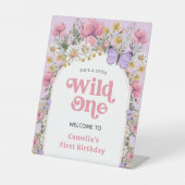 Boho Wildflower 1e Verjaardag Welkom Reclamebord Met Voetstuk (Voorkant)