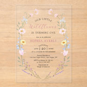 Boho Wildflower 1e Verjaardagstuin Acryl Uitnodigingen (Voorkant)
