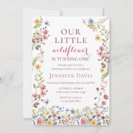 Boho Wildflower 1e Verjaardagsuitnodiging Kaart