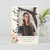 Boho Wildflower 2 foto's Afstuderen Aankondiging (Staand voorkant)