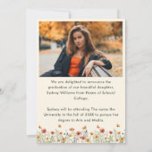 Boho Wildflower 2 foto's Afstuderen Aankondiging (Achterkant)