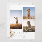 Boho Wildflower 3 Foto Afstudeerfeest Kaart (Achterkant)