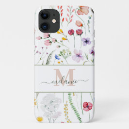Boho Wildflower Aangepaste Naam Monogram Case-Mate iPhone Case
