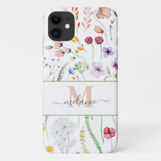 Boho Wildflower Aangepaste Naam Monogram Case-Mate iPhone Case