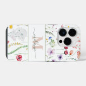 Boho Wildflower Aangepaste Naam Monogram iPhone Hoesje (Achterkant horizontaal)
