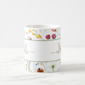 Boho Wildflower Aangepaste Naam Monogram Koffiemok (Center)
