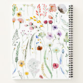 Boho Wildflower Aangepaste Naam Monogram Notitieboek (Achterkant)