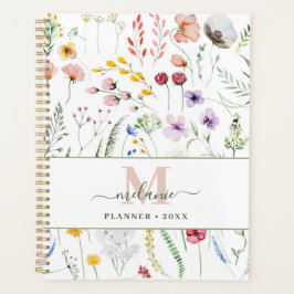 Boho Wildflower Aangepaste Naam Monogram Planner
