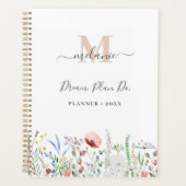 Boho Wildflower Aangepaste Naam Monogram Planner (Voorkant)