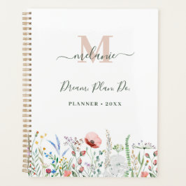 Boho Wildflower Aangepaste Naam Monogram Planner