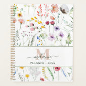 Boho Wildflower Aangepaste Naam Monogram Planner (Voorkant)