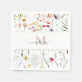 Boho Wildflower Aangepaste Naam Monogram Servet (Voorkant)