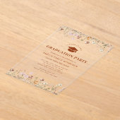 Boho Wildflower Afstudeerfeest Boho Bloom Acryl Uitnodigingen (Laagn)