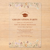 Boho Wildflower Afstudeerfeest Boho Bloom Acryl Uitnodigingen (Voorkant)