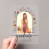 Boho Wildflower Afstudeerfoto Acryl Uitnodigingen (Insitu (Draagbaar))