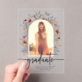 Boho Wildflower Afstuderen foto acryl uitnodiginge Uitnodigingen (Insitu (Draagbaar))