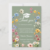 Boho WIldflower afstuderen foto dank u Kaart (Voorkant)