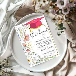 Boho WIldflower afstuderen foto dank u Kaart