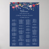 Boho Wildflower Alfabetische Zitting Grafiek Poster (Voorkant)