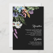 Boho Wildflower All in One Black Wedding Kaart (Achterkant)