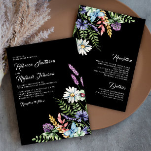 Boho Wildflower All in One Zwarte Trouwjurk Kaart