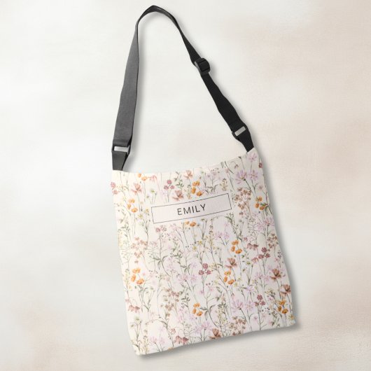 Boho Wildflower All-Over-Print Beige schouderblad  Crossbody Tas