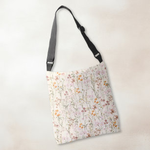 Boho Wildflower All-Over-Print Beige schouderblad  Crossbody Tas
