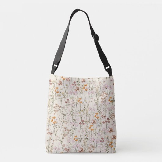Boho Wildflower All-Over-Print Beige schouderblad  Crossbody Tas (Achterkant)