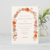 Boho Wildflower Arch Fall Wedding Kaart (Staand voorkant)