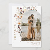 Boho Wildflower Arch Foto Herfst Bruiloft Bedankkaart (Voorkant)