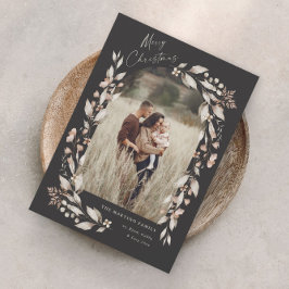 Boho Wildflower Arch Foto Kerstmis Feestdagenkaart