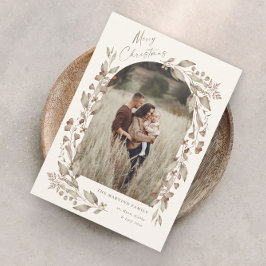 Boho Wildflower Arch Foto Kerstmis Feestdagenkaart