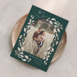 Boho Wildflower Arch Foto Kerstmis Feestdagenkaart