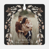 Boho Wildflower Arch Foto Kerstmis Metalen Ornament (Voorkant)