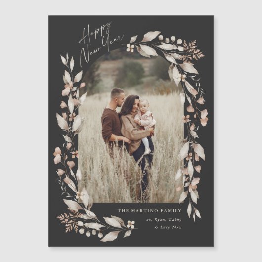 Boho Wildflower Arch Foto Nieuwjaar (Voorkant)