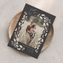 Boho Wildflower Arch Foto Nieuwjaar Feestdagenkaart