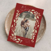 Boho Wildflower Arch Photo Christmas Feestdagenkaart