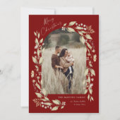 Boho Wildflower Arch Photo Christmas Feestdagenkaart (Voorkant)