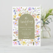 Boho Wildflower Arch Spring Wedding Uitnodiging (Staand voorkant)