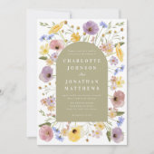 Boho Wildflower Arch Spring Wedding Uitnodiging (Voorkant)