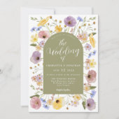 Boho Wildflower Arch Spring Wedding Uitnodiging (Voorkant)