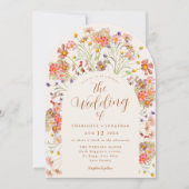Boho Wildflower Arch Terracotta Fall Wedding Kaart (Voorkant)