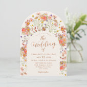 Boho Wildflower Arch Terracotta Fall Wedding Kaart (Staand voorkant)