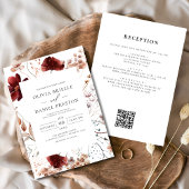 Boho Wildflower Autumn All in One QR Code Wedding Kaart