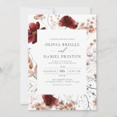 Boho Wildflower Autumn All in One QR Code Wedding Kaart (Voorkant)