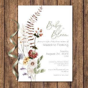 Boho Wildflower Baby in Bloom Baby shower Kaart