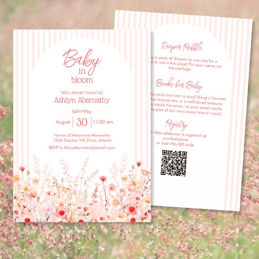 Boho Wildflower Baby in Bloom Complete Baby Shower Kaart