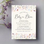 Boho Wildflower Baby in Bloom Cream Baby shower Kaart